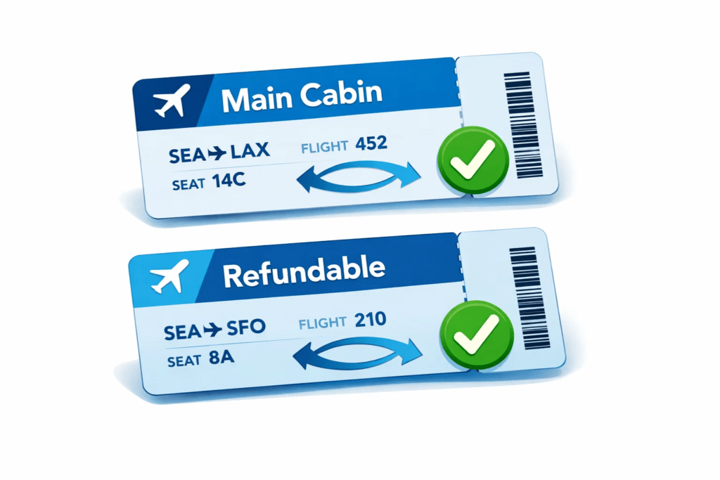 Main Cabin & Refundable Ticket Changes - alaska airlines change flight